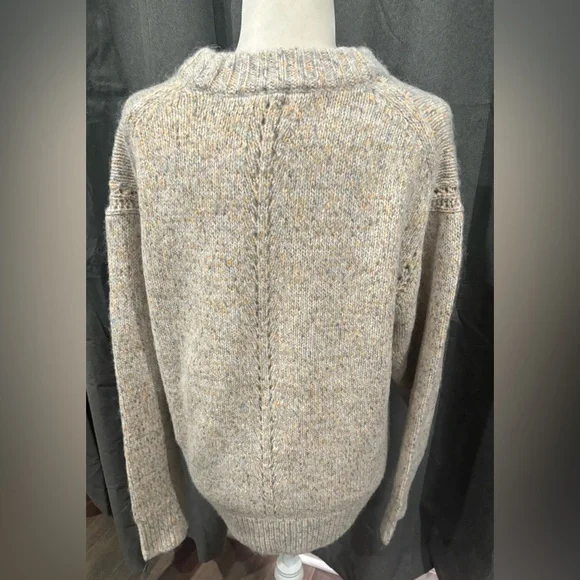 NWT J.Crew Relaxed Crewneck Pullover Sweater Wool Blend Small Gray Orange Cozy - Picture 6 of 11